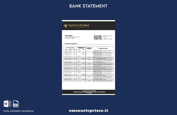 modello word di estratto conto bancario stile verificato Sao Tomé e Principe Ban